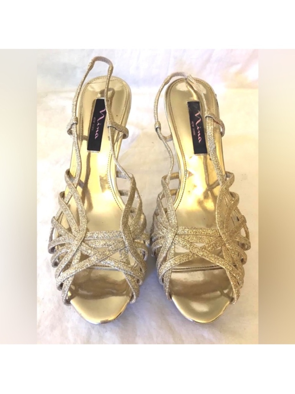 Nina New York Gold Sparkly Heels
